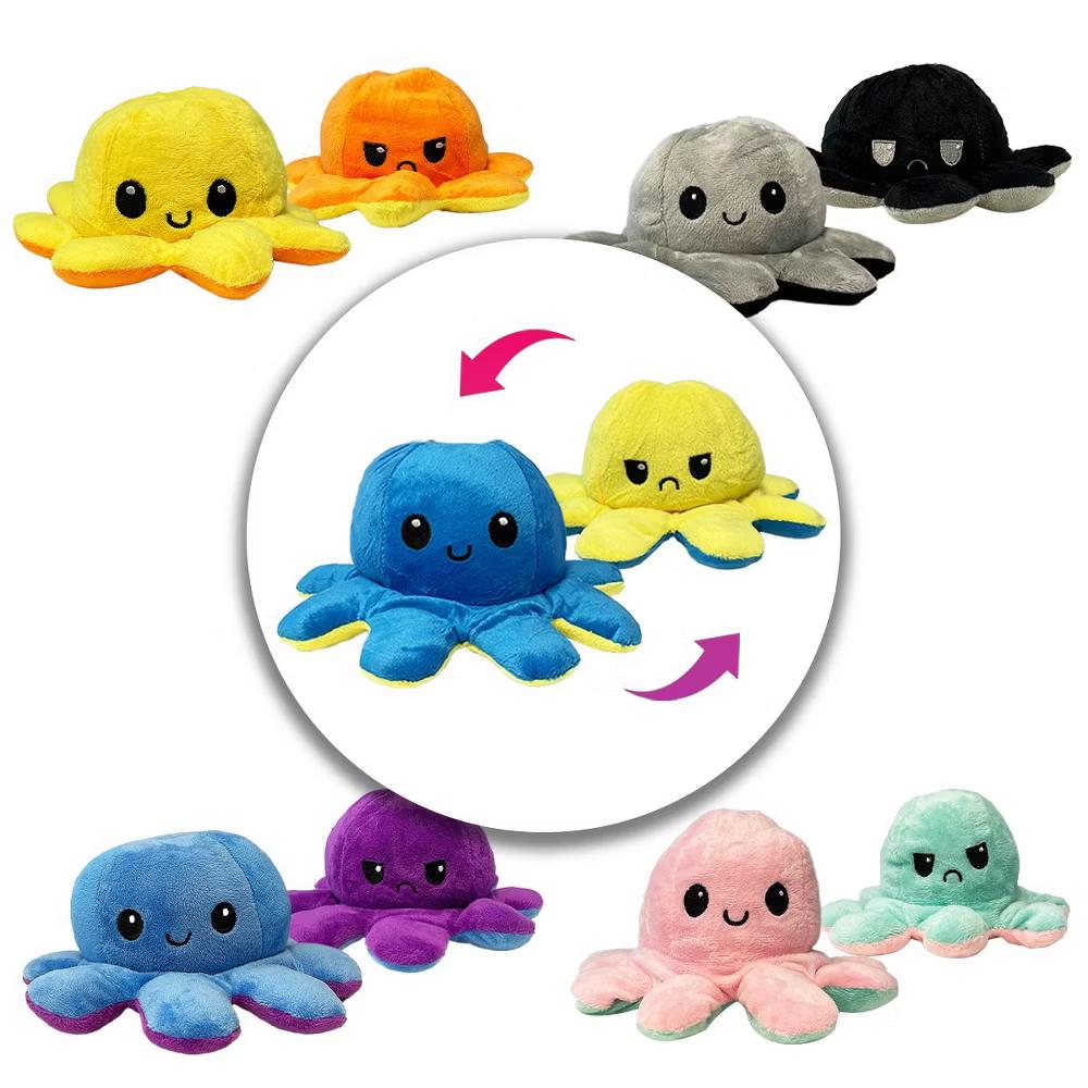 Link Moody Reversible Emotion Octopus Plushie Sad/Happy Express Your Emotions Moody Plush Toy Sensory Fidget Toy for Stress Relief - Image 4