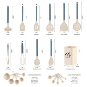 21-Piece Silicone Cooking Utensil Set with Holder, Heat-Resistant Kitchen Utensils and PP Handles