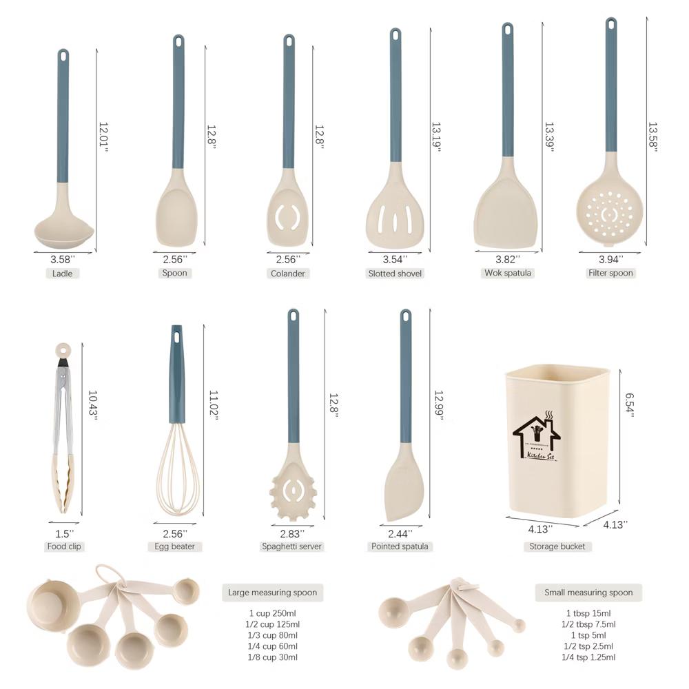 21-Piece Silicone Cooking Utensil Set with Holder, Heat-Resistant Kitchen Utensils and PP Handles