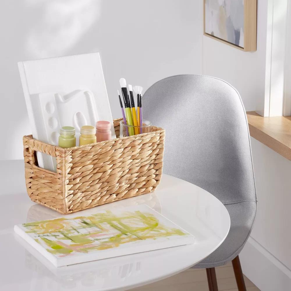 Woven Water Hyacinth Rectangular Basket - Image 7
