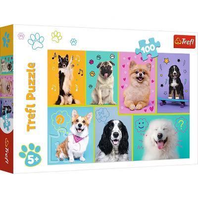 Red 100 Piece Kids Puzzle - In the world of dogs