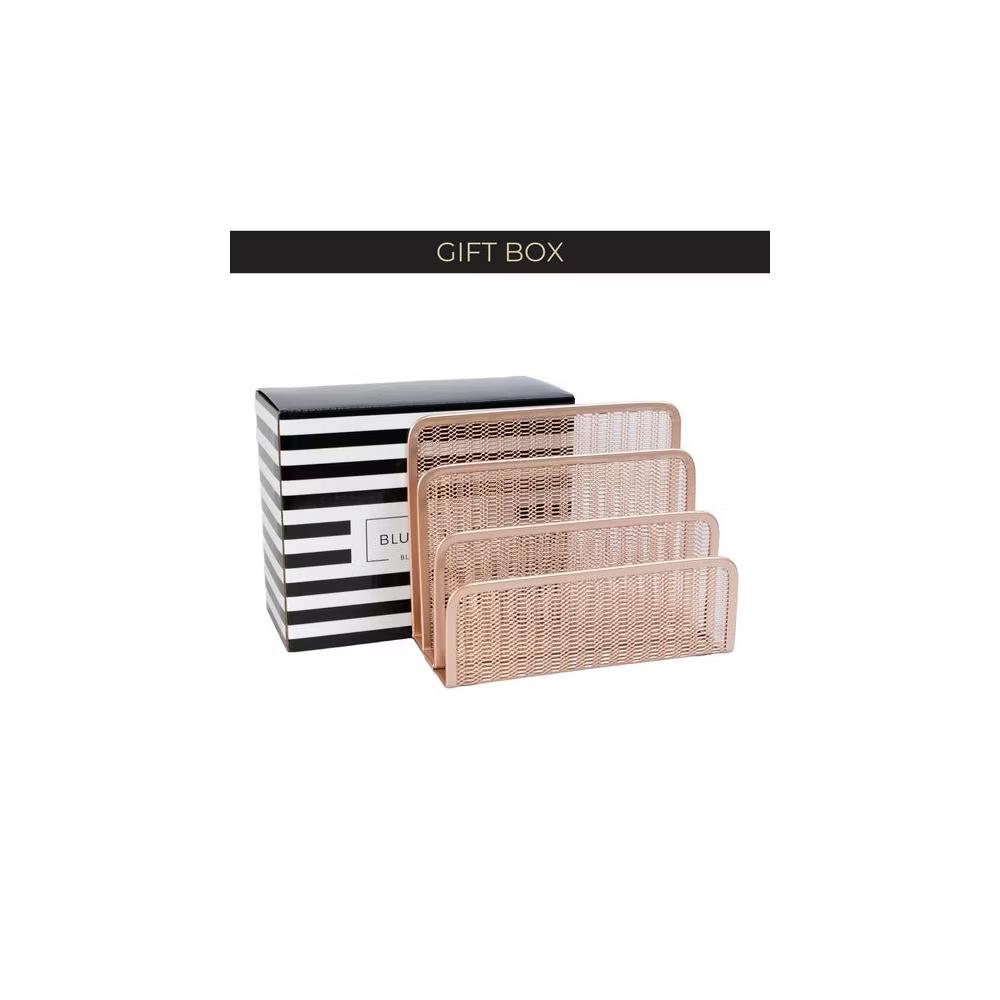 Blu Monaco 3 Tier Metal Mesh Letter Sorter - Available in Aqua, Black, Gold, Pink, Rose Gold, and White - Image 31