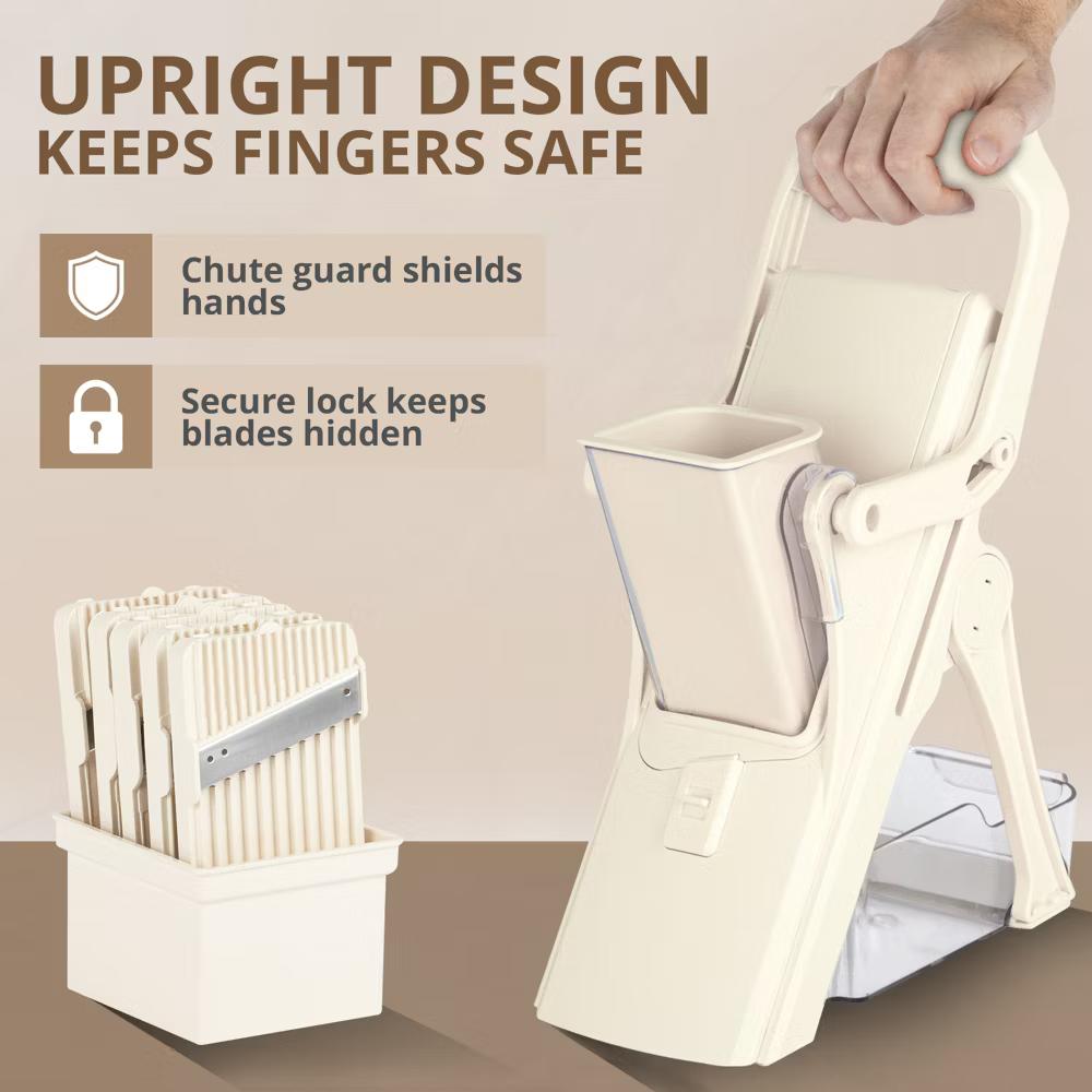 NutriSlicer Upright Mandoline Slicer – 5 Stainless Steel Blades, BPA-Free and Dishwasher Safe - Image 18