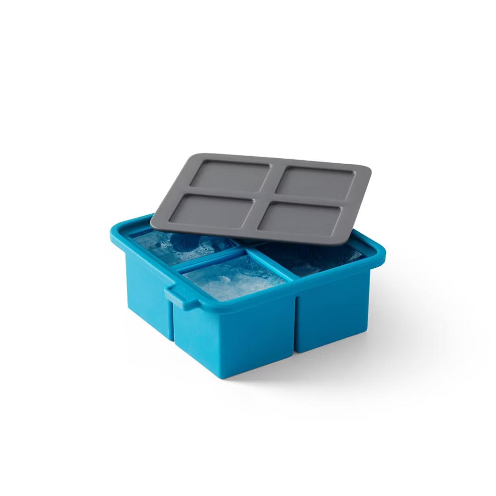 Houdini King Cube Ice Cube Tray with Lid: Silicone Whiskey Ice Mold, Reusable Blue Ice Maker, Dishwasher-Safe - Image 5