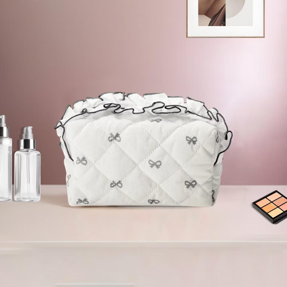 Lace Bow Ruffles Makeup Bag 1 Pc - Image 2