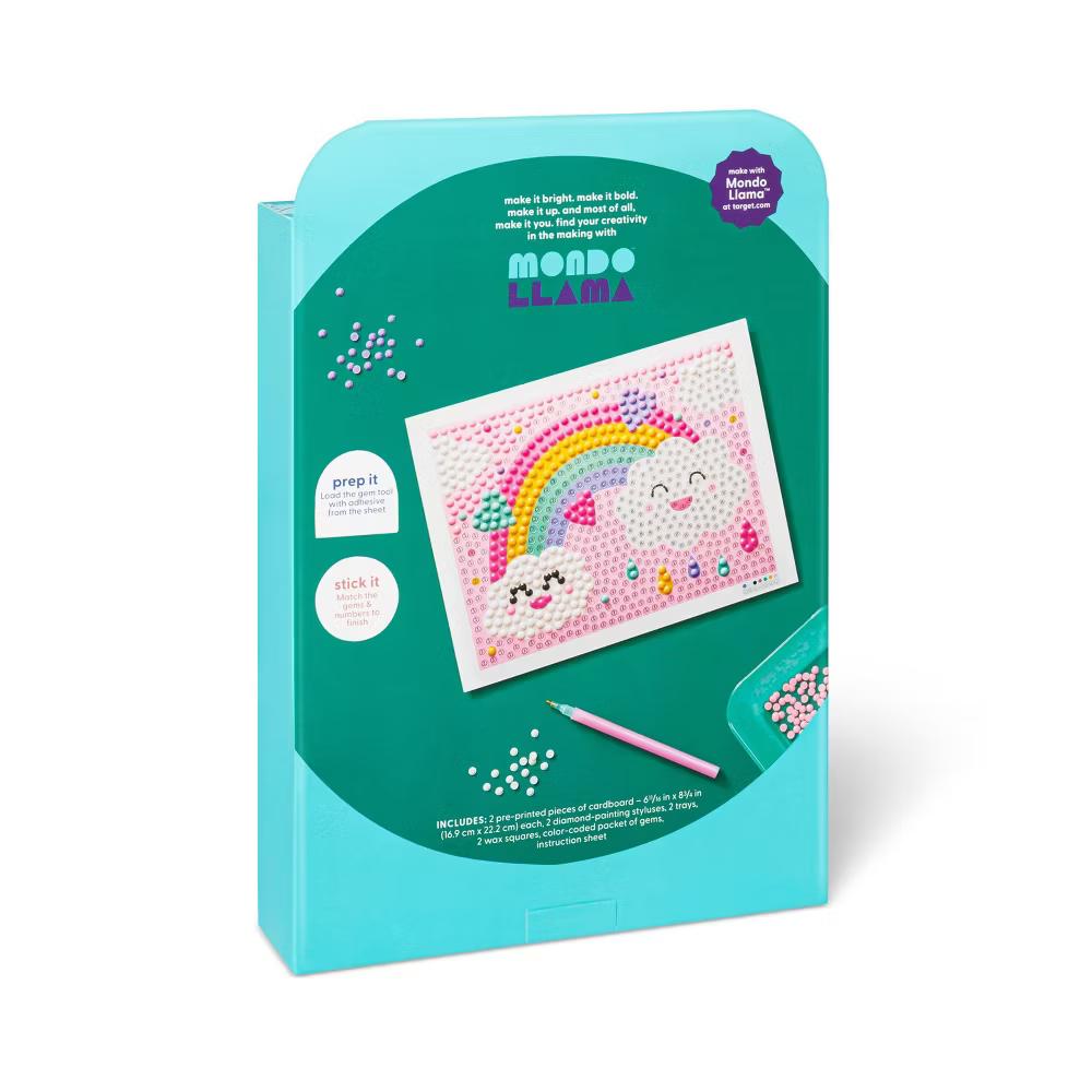 2pk 6''X6'' Gem Art Poster Unicorn/Rainbow - DIY Gemstone Craft Kit for Kids, Ages 6+ - Image 3