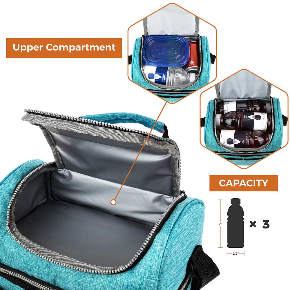 Double Decker Lunch Box Men Women, Insulated Leakproof Cooler Bag Adult Work, Dual Compartment Pail Tote Boys Girls Kids - Image 102