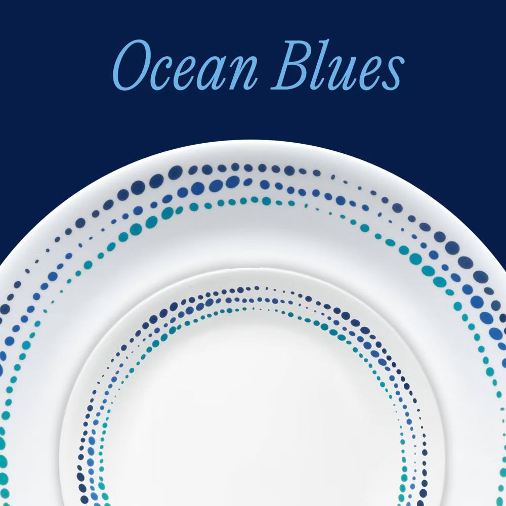 16pc Ocean Blues Dinnerware Set: Polka Dot Plates & Bowls, Service for 4, Dishwasher-Safe - Image 6