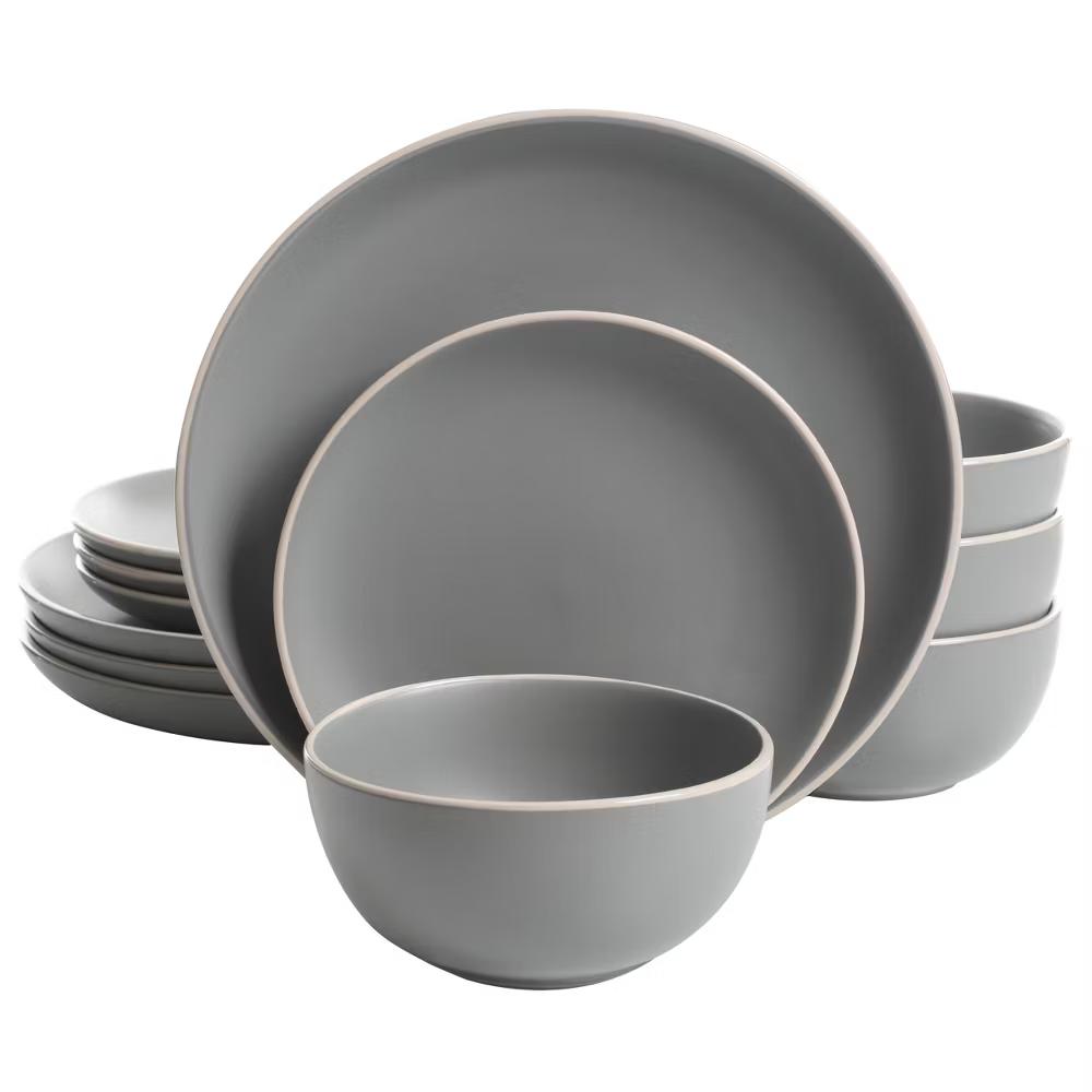 Rockaway 12 piece Dinnerware Set, Plates and Bowls Service for 4 - Image 15