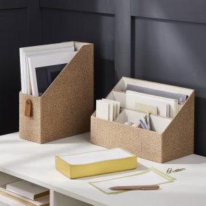 Woven 5-Slot Desktop Storage Set Taupe