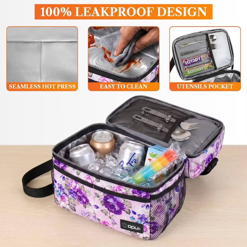 Double Decker Lunch Box Men Women, Insulated Leakproof Cooler Bag Adult Work, Dual Compartment Pail Tote Boys Girls Kids - Image 36