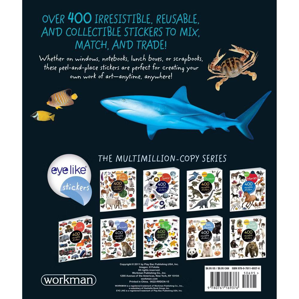 Eyelike Stickers Ocean - Workman: 400 Reusable Kids Stickers, Ocean Theme, 12 Sheets, Planner Stickers - Image 2