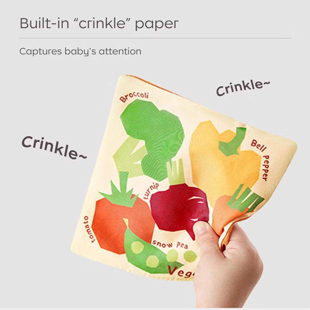 Bc Babycare Pull & Play Activity Sensory Toy Tissue Box Toy, Veggies-Shaped with Crinkle Fabrics, Design for Sensory Learning - Image 5