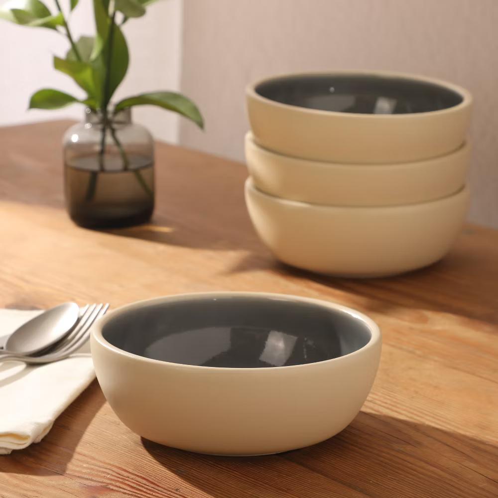 Made in Portugal - Port Gaia 4 Piece Cereal Bowl Set, 6.2” Stoneware Bowls, Reactive Glaze Finish, Soup & Snack Bowls - Image 5