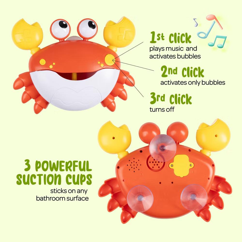 Hoovy Crabby Bubble Bath Bubble Maker with 12 Children's Songs Bath Toy - Image 3