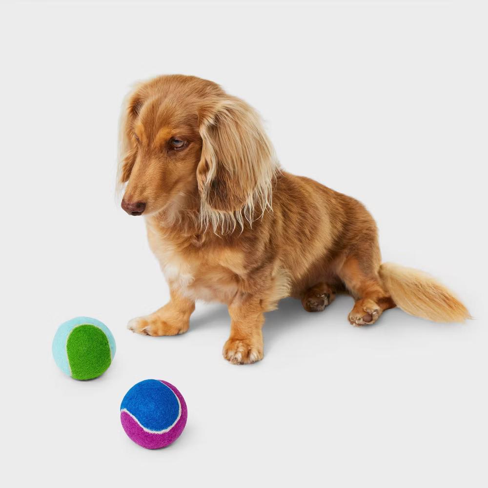 Printed Tennis Dog Ball Toy - 2pk: Rubber, Fetch, Medium to Small Breed, 0.26 lbs - Image 3