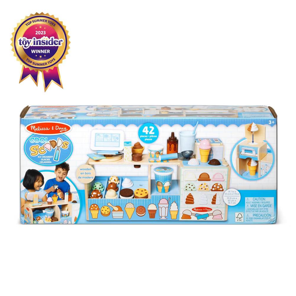 Cool Scoops Ice Creamery Wooden Counter with Play Food Preschool Toy: Creative Play 42-Piece Set - Image 9