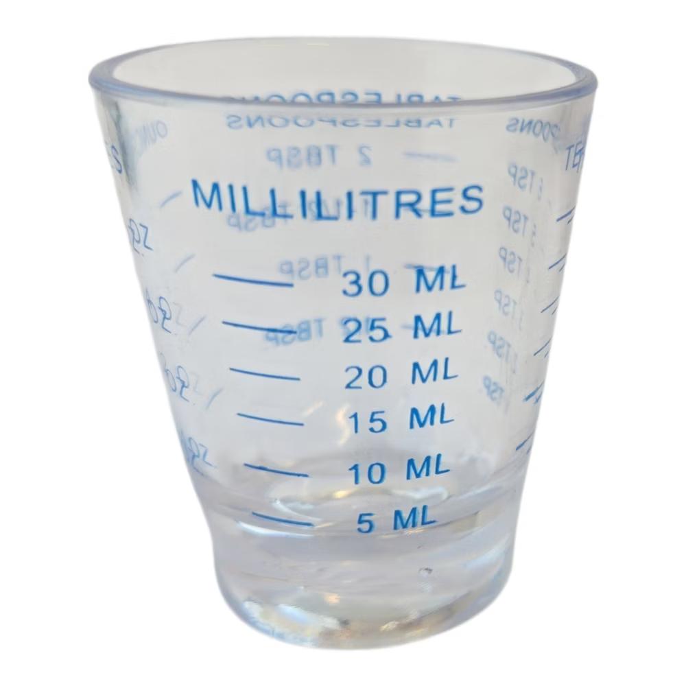 Handy Housewares Easy-Read Clear Plastic Measuring Shot Glass, Measure in Ounces, Tablespoons, Teaspoons, and Milliliters - Image 4