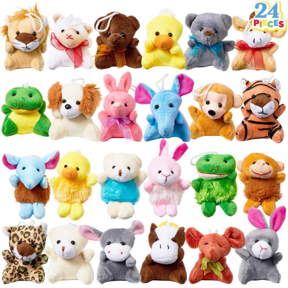 24 Pcs Party Favors for Kids 3" Mini Stuffed Animals Bulk Cute Small Plush Toys, Animals Keychain Decoration for Boys Girls Birthday Supplies
