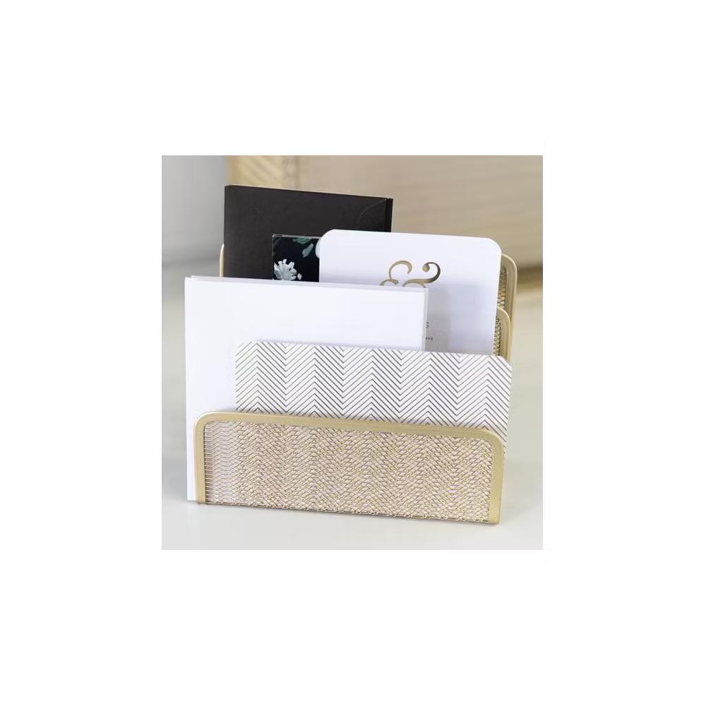Blu Monaco 3 Tier Metal Mesh Letter Sorter - Available in Aqua, Black, Gold, Pink, Rose Gold, and White - Image 17