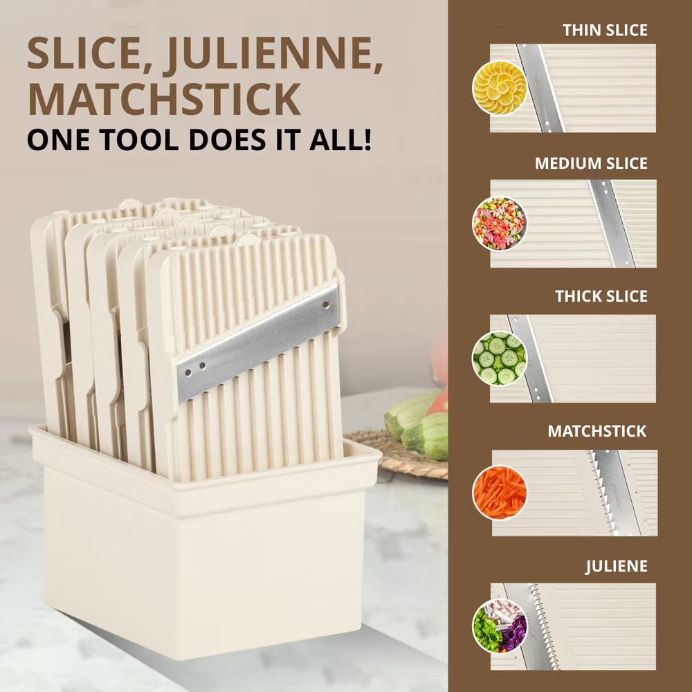 NutriSlicer Upright Mandoline Slicer – 5 Stainless Steel Blades, BPA-Free and Dishwasher Safe - Image 21