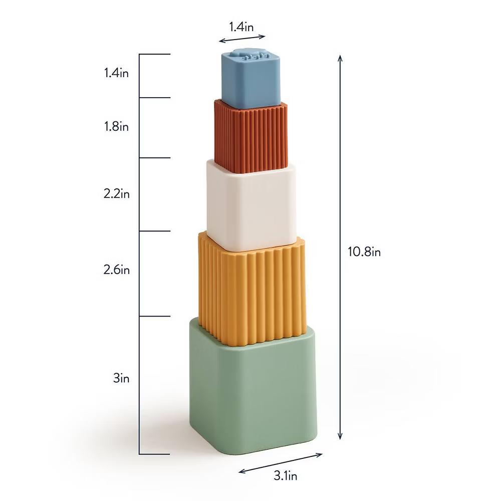 Stacking and Nesting Cups Bath: Silicone, Fine Motor Skills Development, 5-Piece Set - Image 8