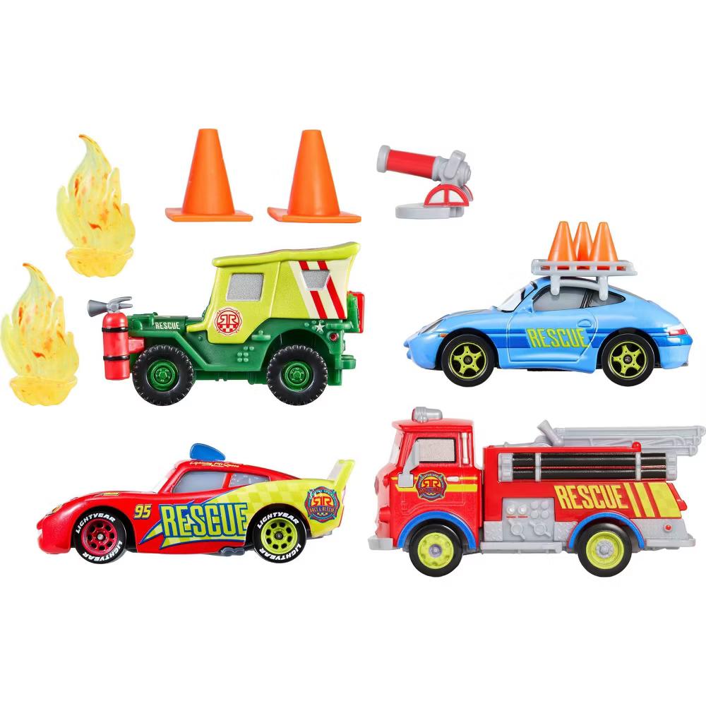 and Pixar Cars Race & Rescue Crew Die-Cast 4-Pack with Red, Lightning McQueen, Sally & Sarge - Image 4