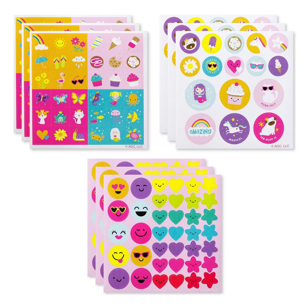 Mini Sticker Pad for Girls/Cute Smiley Faces/Unicorns/and Summer Icons 360ct - 9 Sheets - Image 4