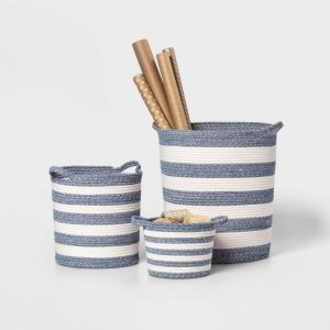 Striped Coiled Kids' Rope Basket