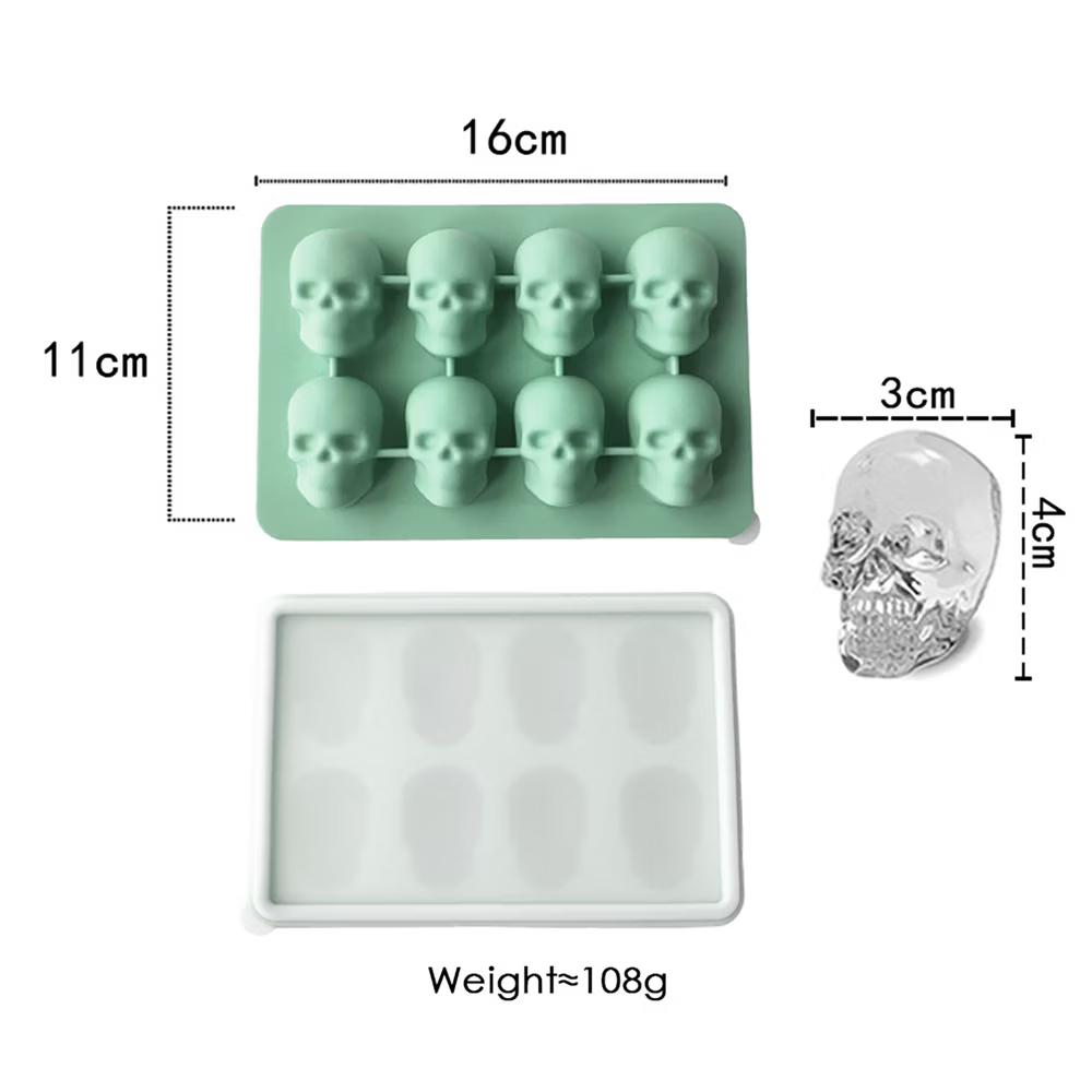 Alilang Women's 2-Pack Skull Silicone Ice Cube Tray 8-Cavity Flexible Nonstick Halloween Drink Mold - Image 7