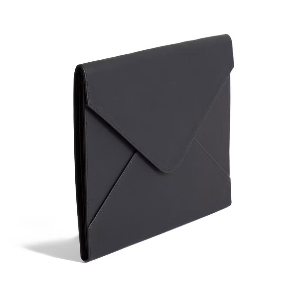 U Brands Vegan Leather Document Holder Black: Office Supplies Desk Organizer with 2 Compartments, 10"x13"x0.7"