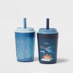 Kids' 14oz 2pk Single Wall Recycled Straw Tumblers