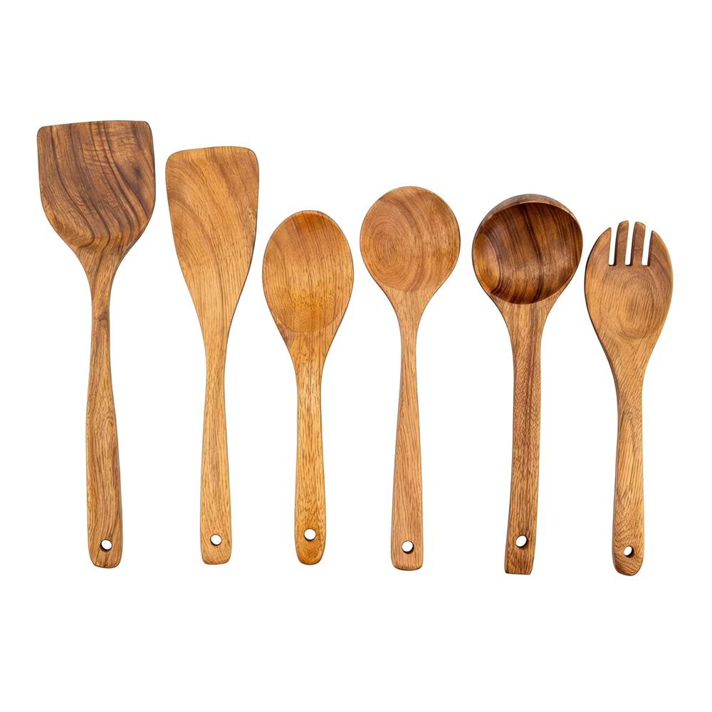 Essential Wood Solid Color Kitchen Gadgets Utensils for Home Cooking or Gift 6Pcs - Image 11