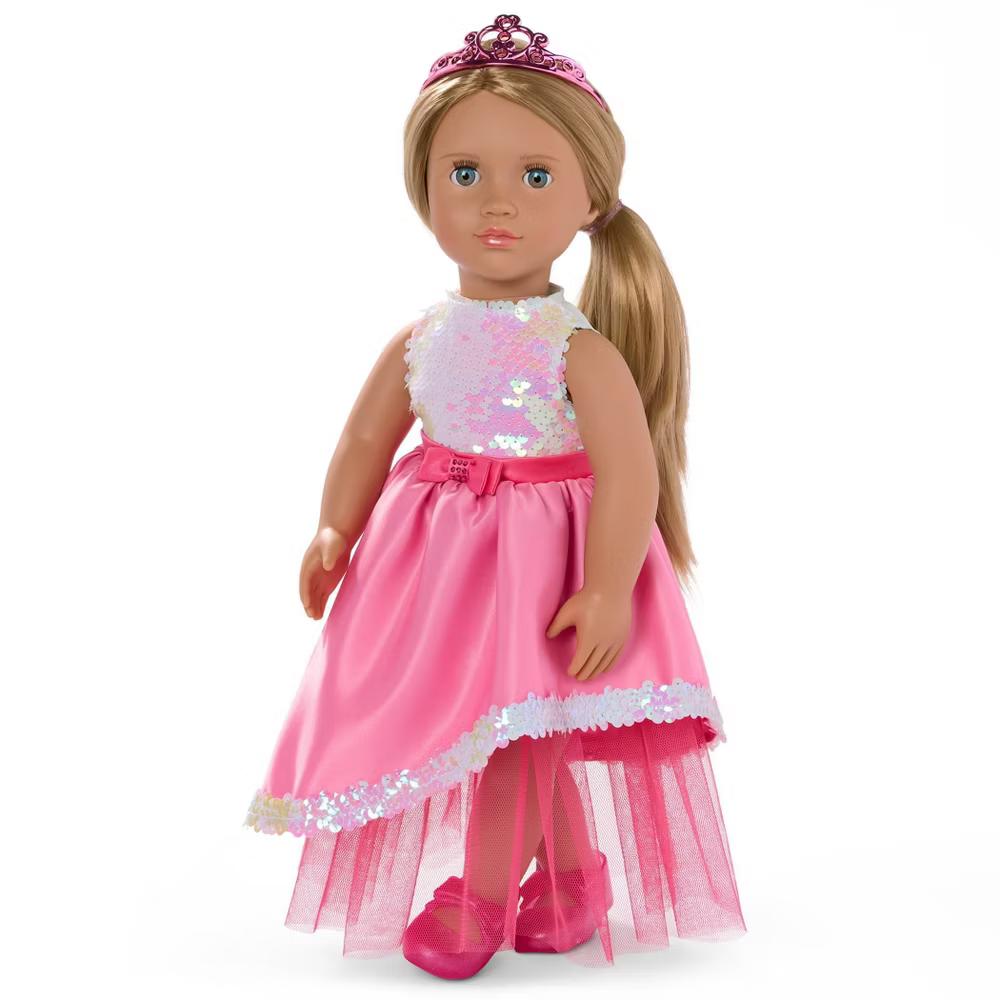 Adelaide 18" Fashion Doll in Pink Dress with Tiara - Light-Blonde Hair/Light-Blue Eyes - Image 3