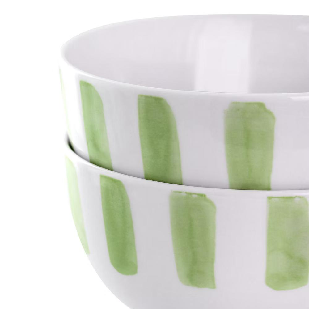 Picnic 2 Piece Fine Ceramic Cereal Bowl Set in Green - Image 12