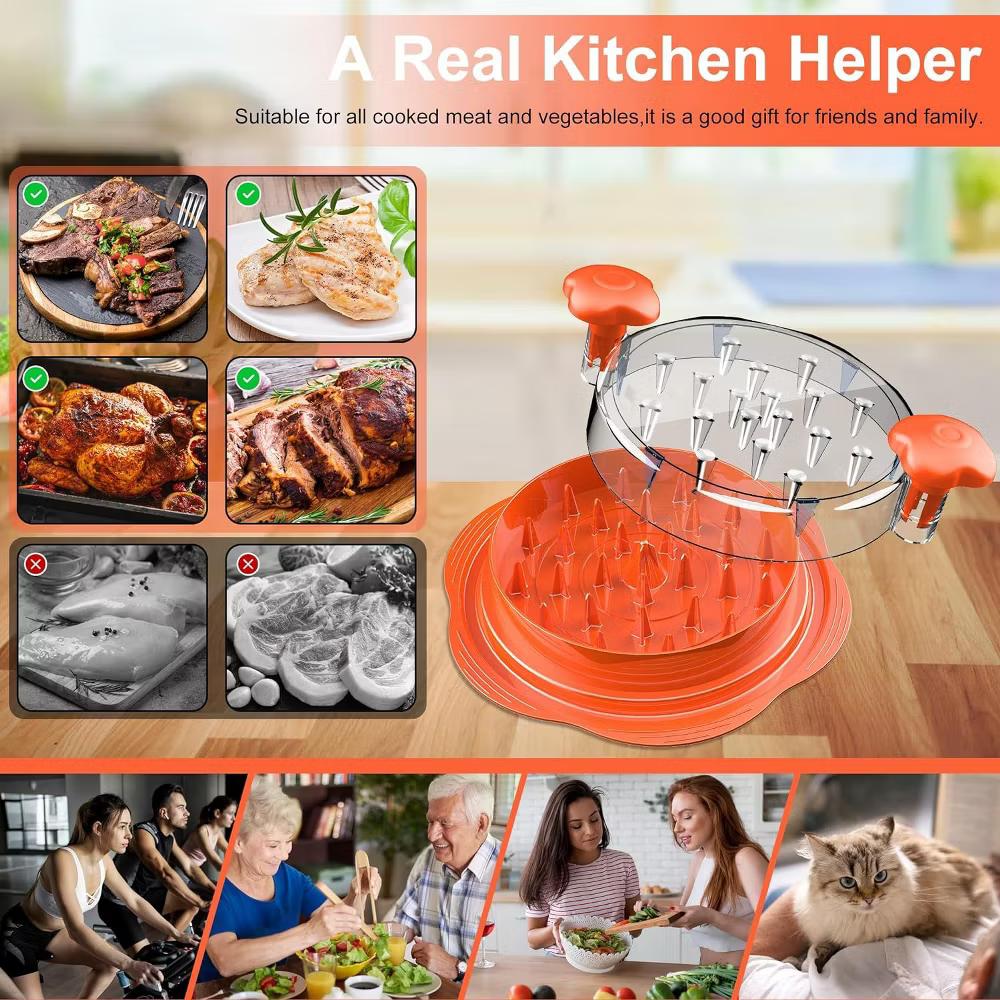 Maison Large Chicken Breast Shredder Tool Twist Black Orange & Red - Image 13
