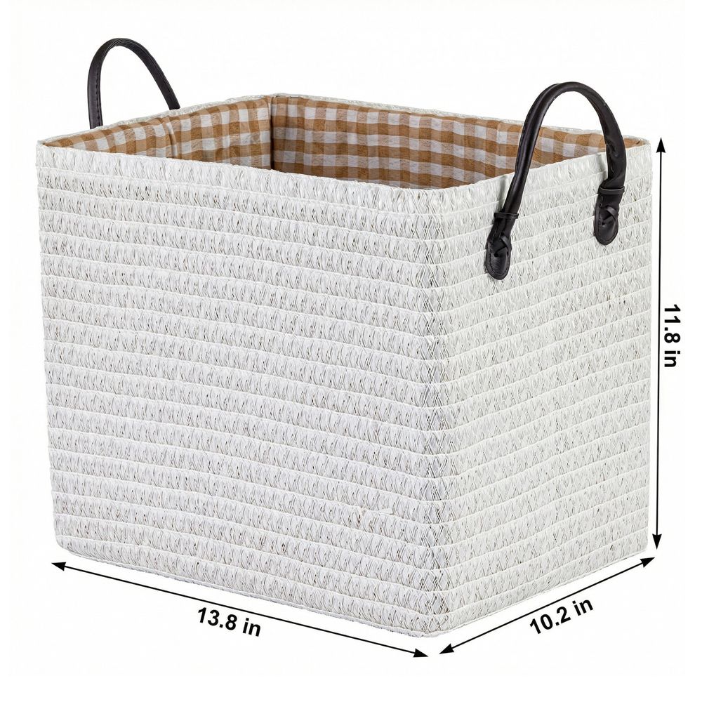 Woven Storage Basket for Clothes Shoes Organizer Bin with Handles - Image 52