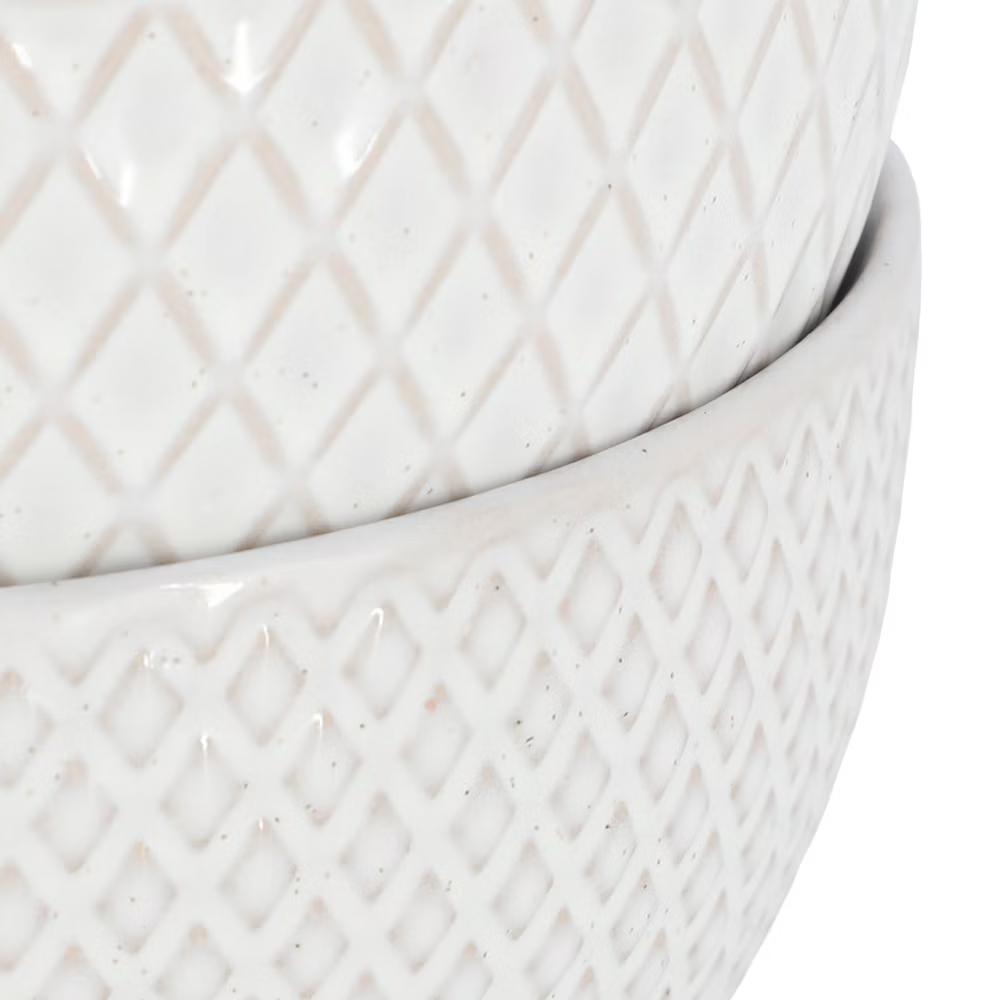 Earlhart 2 Piece 6 Inch Ribbed Stoneware Cereal Bowl Set in White - Image 6