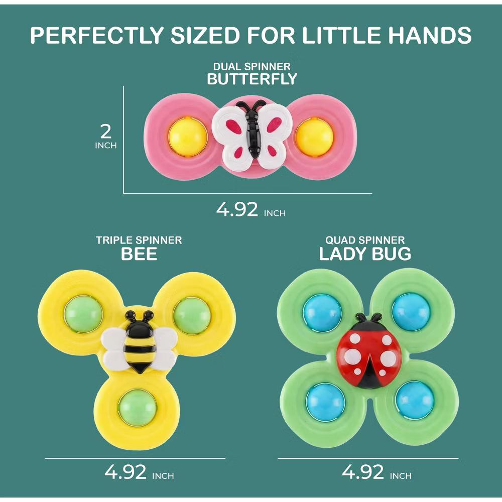 Suction Cup Spinner Toys for Toddlers, Suction Cup Fidget Spinner Bath Toys, Spinning Top Baby Sensory Toys for Toddlers 1-3 Boys Girls, Baby Spin Toy - Image 2