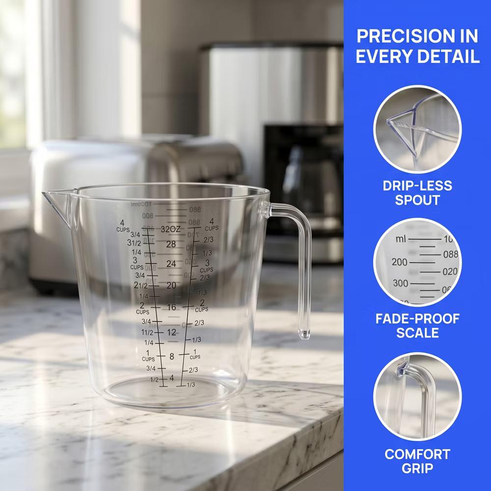 Measuring Cup, PS Material Measuring Cup with Clear Marks for Accurate Liquid Measurement - Image 2