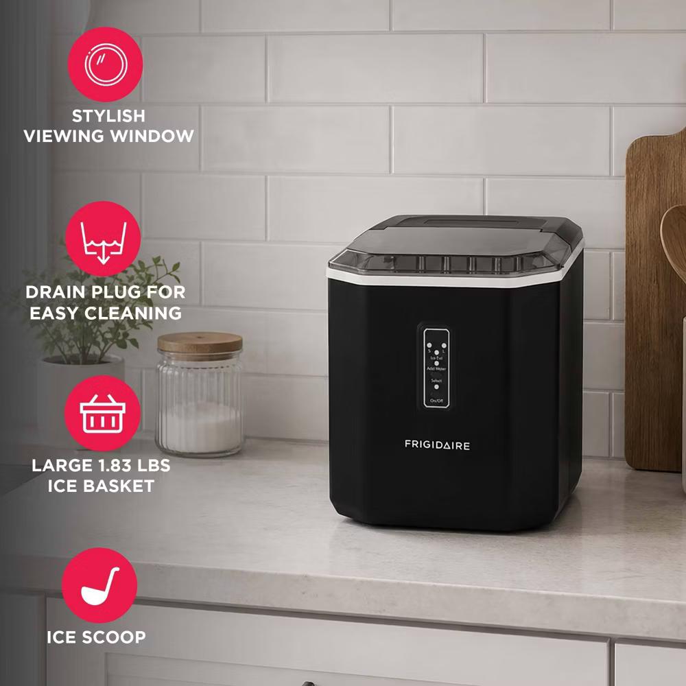 Frigidaire 26lb Compact Countertop Ice Maker Black: Portable Countertop Ice Machine, Bullet Ice, 26lb Daily Production - Image 5