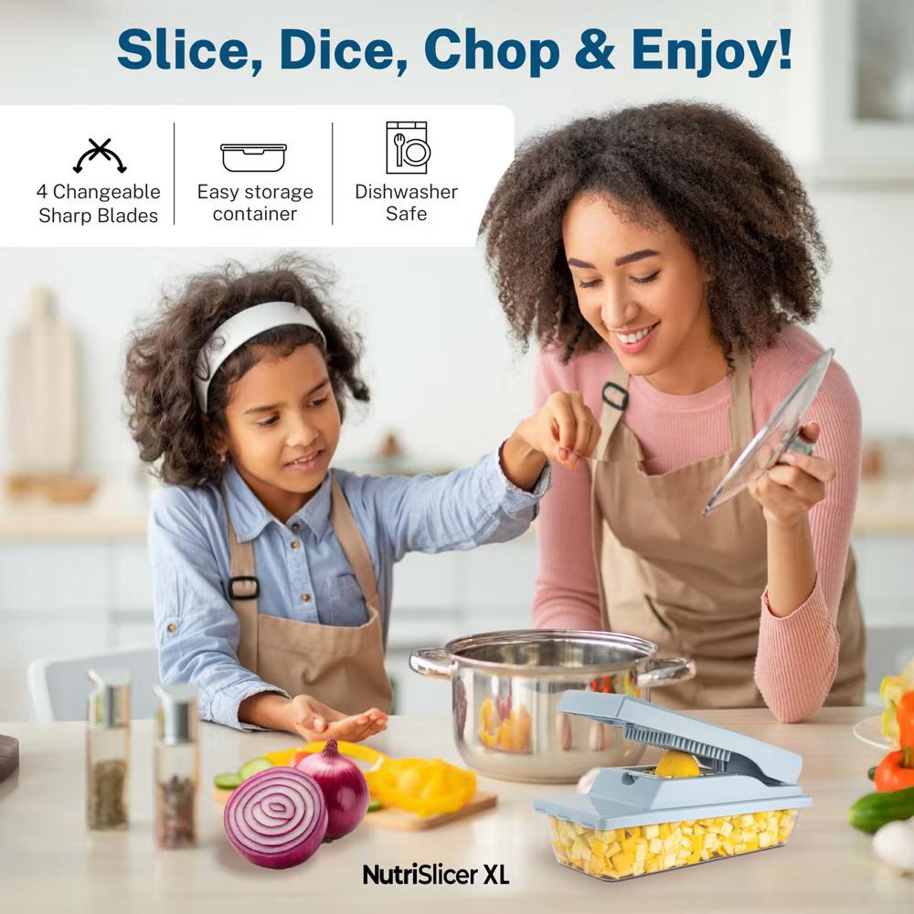 As Seen On TV NutriSlicer XL 7 Piece Vegetable Mandoline Slicer Chopper Dicer with Container & Blades - Image 7