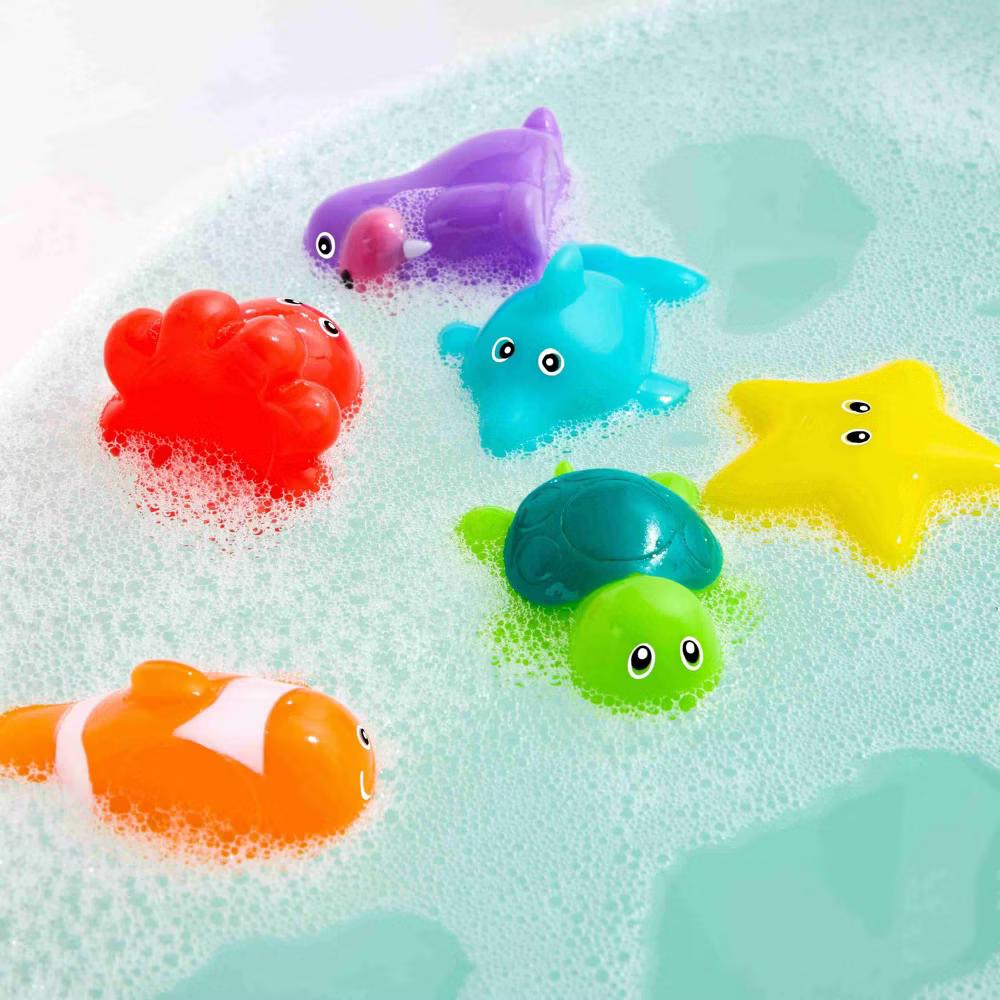6 Pcs Sea Animal Bath Toys, Sealed No-Hole Mold Free Bathtub Toys for Kids, Non-Toxic Soft Water Vehicles Toys Squeezable Float on Water - Image 8