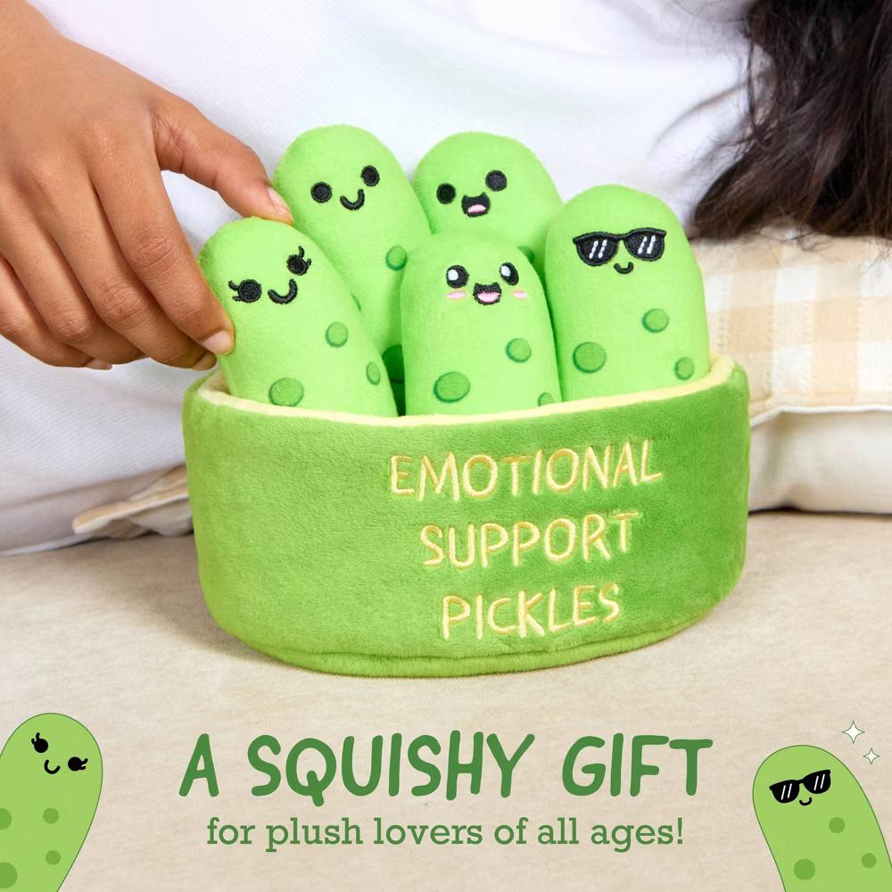 What Do You Meme? Emotional Support Pickles Plush Funny Food-Themed Stuffed Animal Set - Image 9