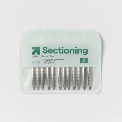 Hair Sectioning Metal Hair Clips - 12pk - Silver