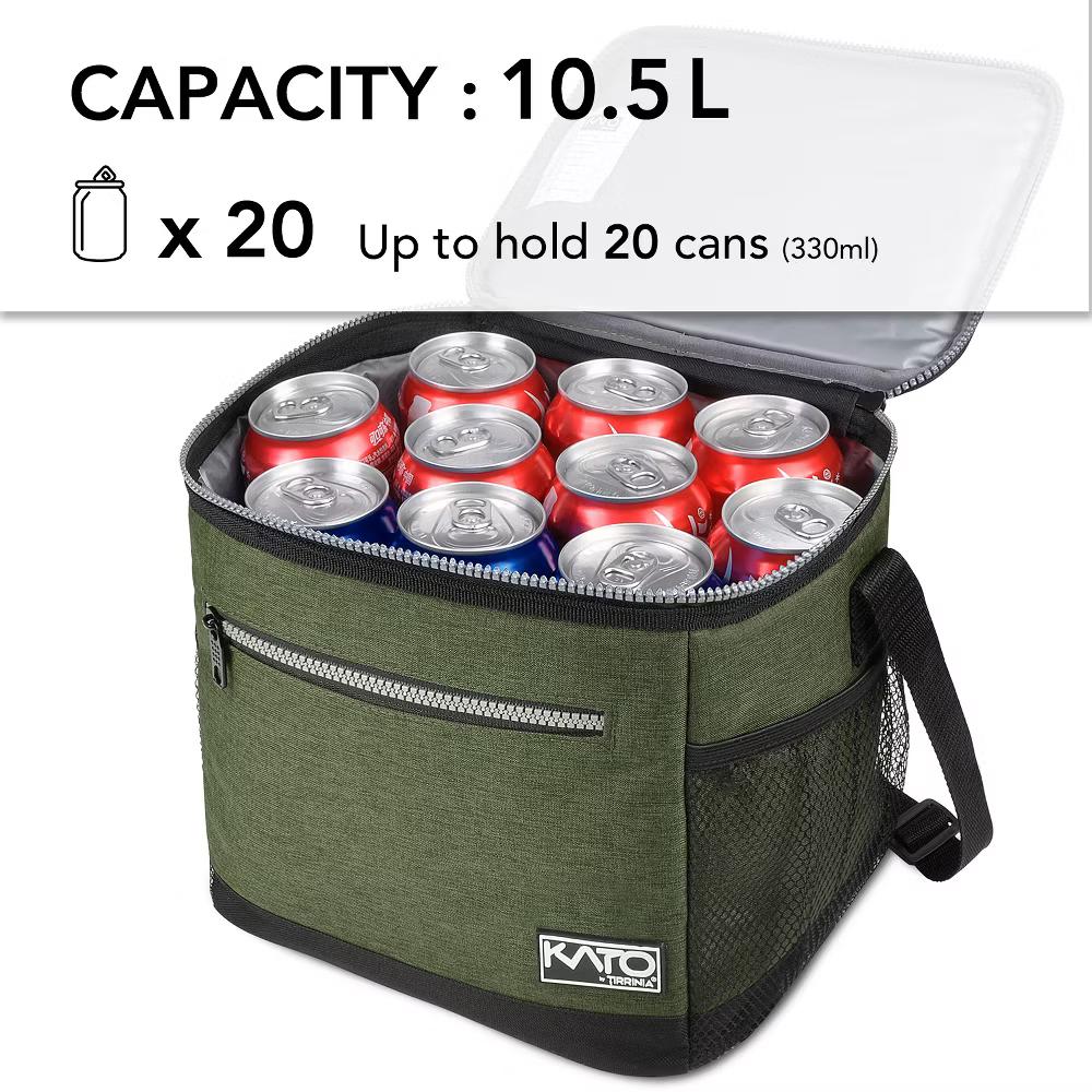 9.3" Insulated Lunch Bag with Water Bottle Pocket, Leakproof 20 Cans Lunch Tote with Front Zipper Pocket, Zipper Closure Lunch Box - Image 9