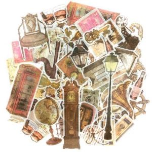 Decorative Scrapbooking Washi Stickers, DIY Crafts for Stationery, Diary, Card Making (60 pcs), Vintage