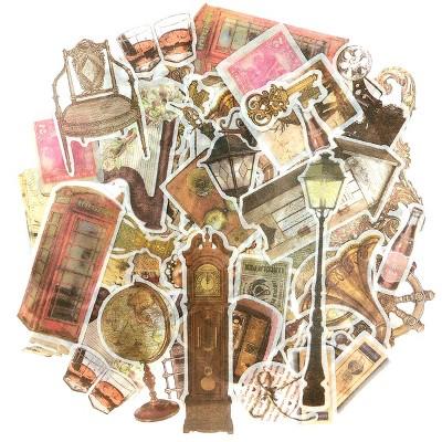 Decorative Scrapbooking Washi Stickers, DIY Crafts for Stationery, Diary, Card Making (60 pcs), Vintage