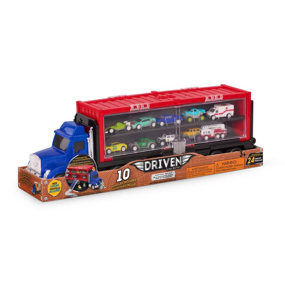 by Carrier Truck with 10 Pocket Size Cars Toy Semi Truck 13pc Playset - Image 9