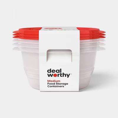 Medium Round Bowl Food Storage Containers - 48oz/3ct